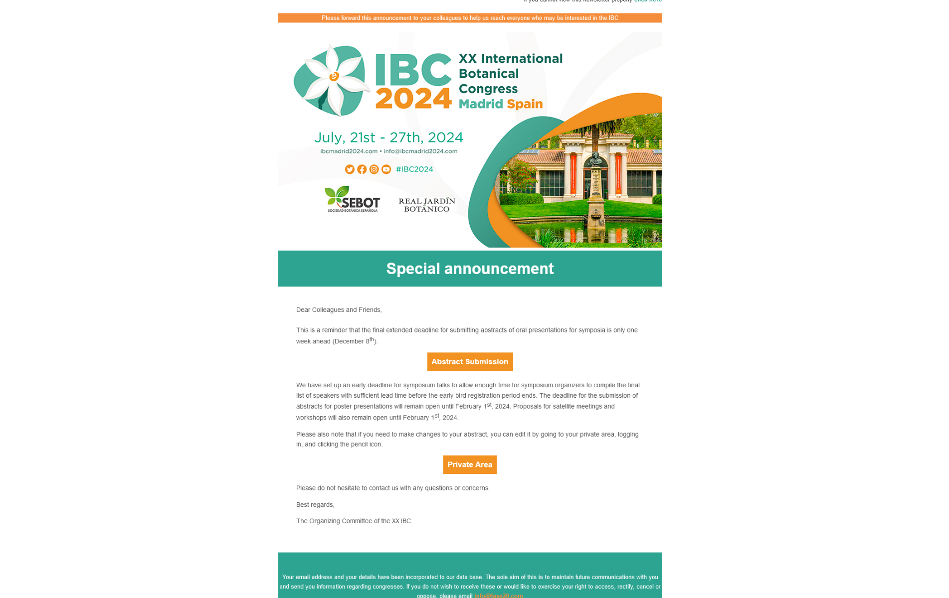 XX INTERNATIONAL BOTANICAL CONGRESS MADRID 2024 - Newsletter 7