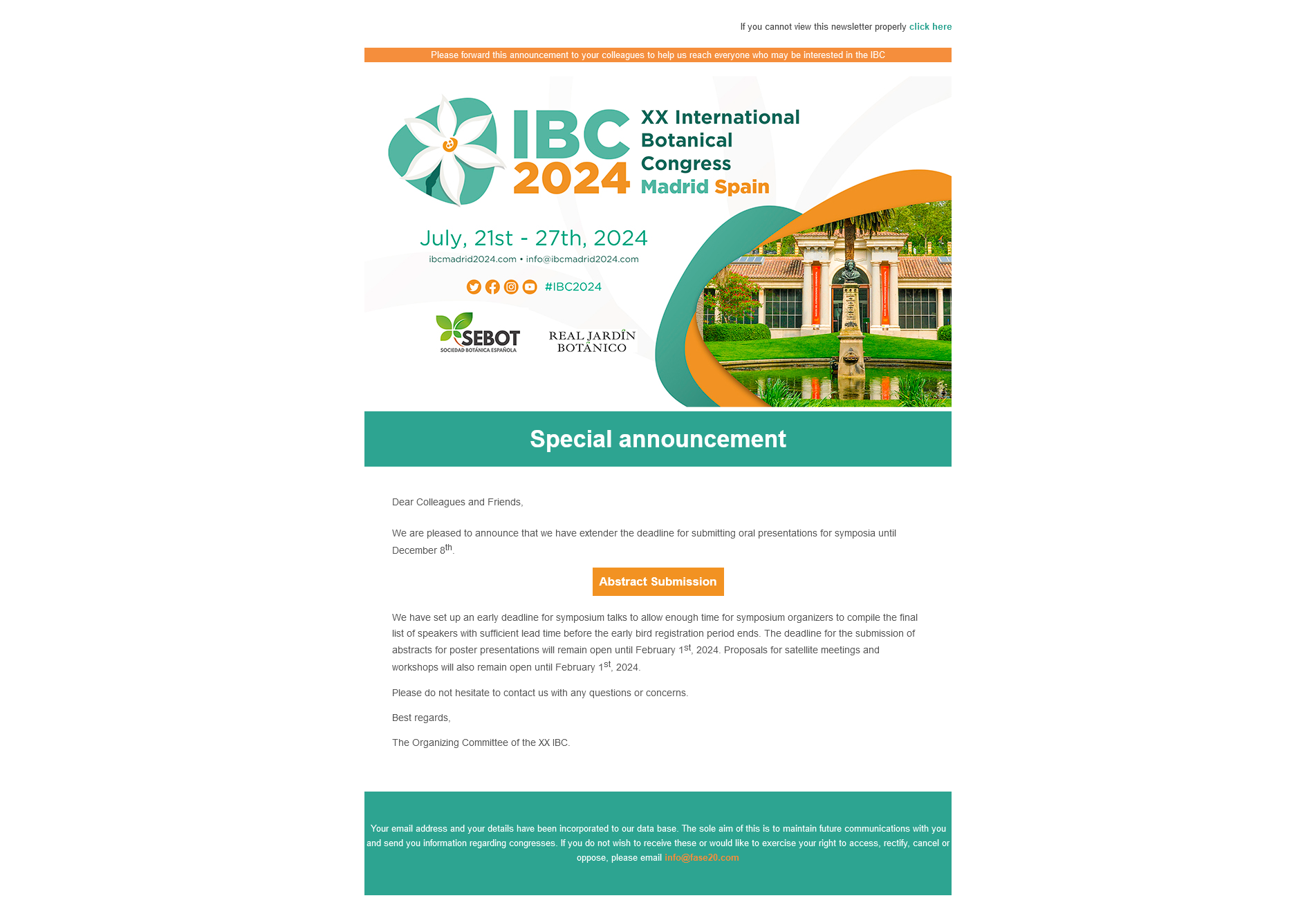 XX INTERNATIONAL BOTANICAL CONGRESS MADRID 2024 - Newsletter 6