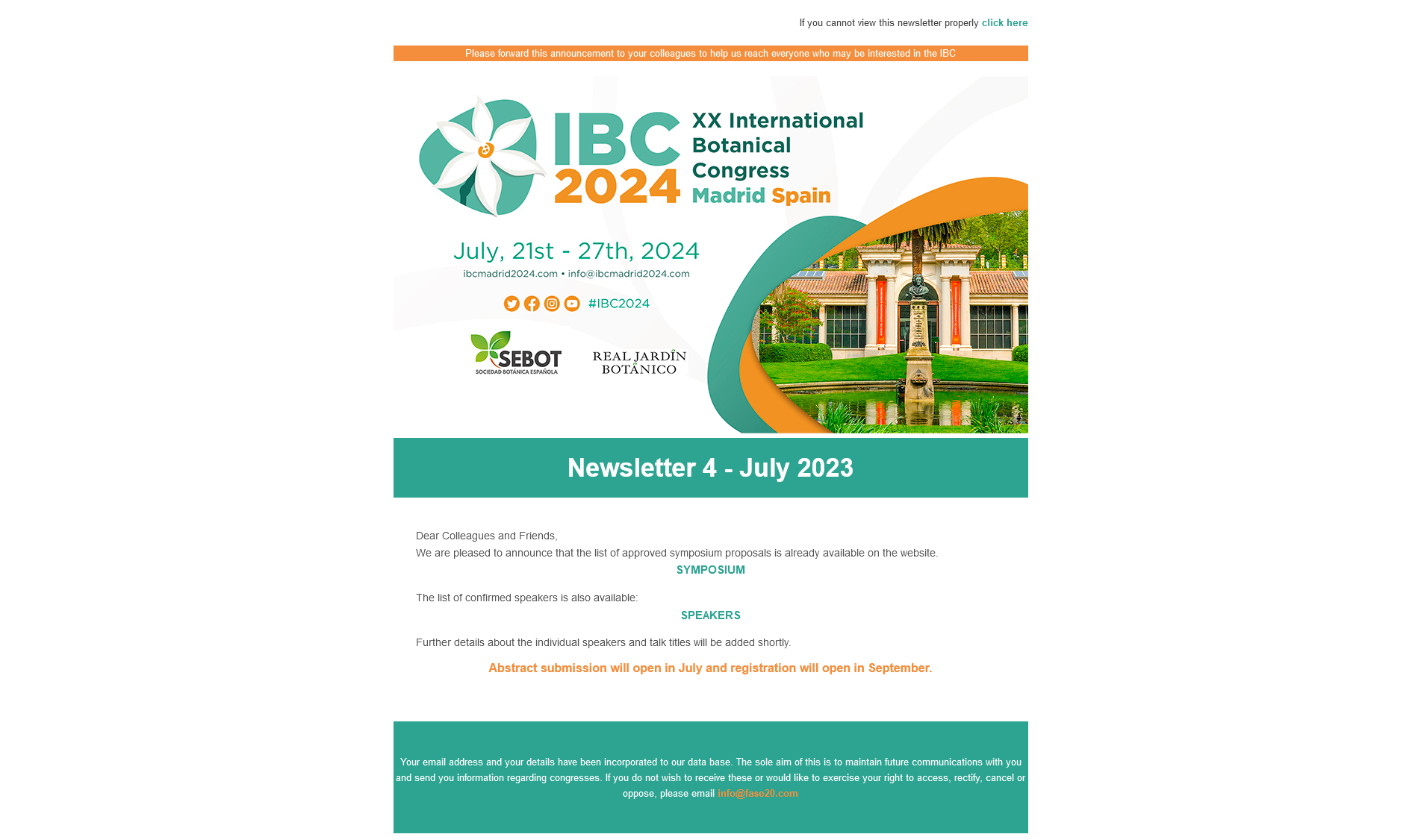 XX INTERNATIONAL BOTANICAL CONGRESS MADRID 2024 - Newsletter 4