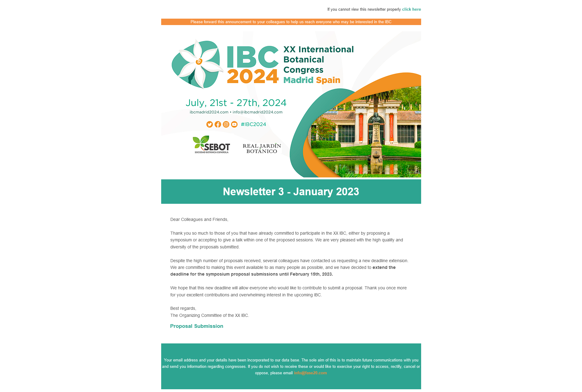 XX INTERNATIONAL BOTANICAL CONGRESS MADRID 2024 - Newsletter 3