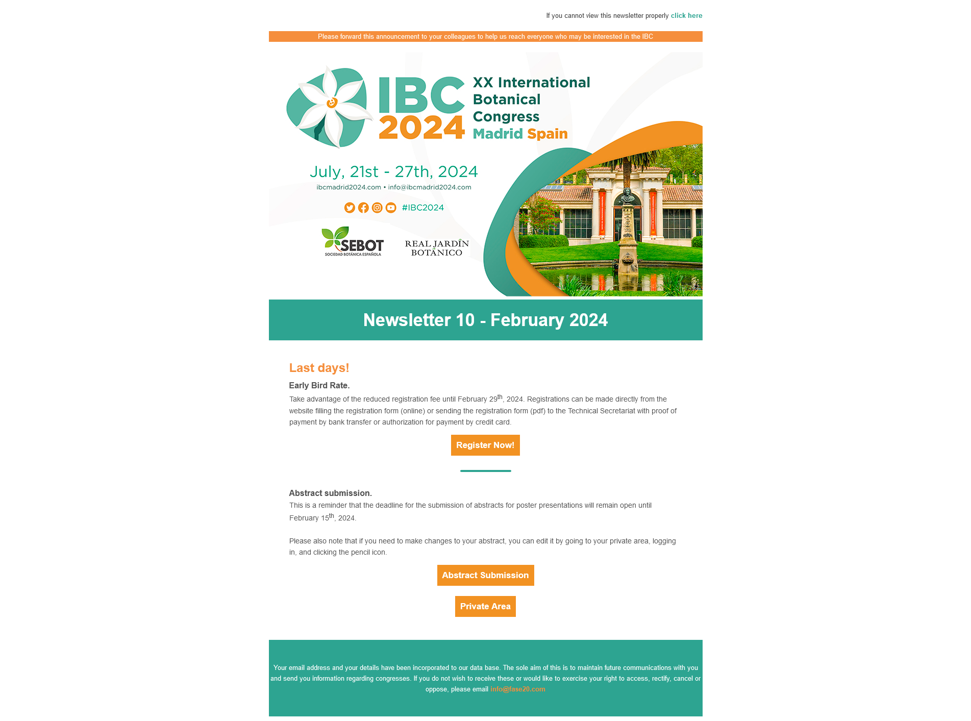 XX INTERNATIONAL BOTANICAL CONGRESS MADRID 2024 - Newsletter 10