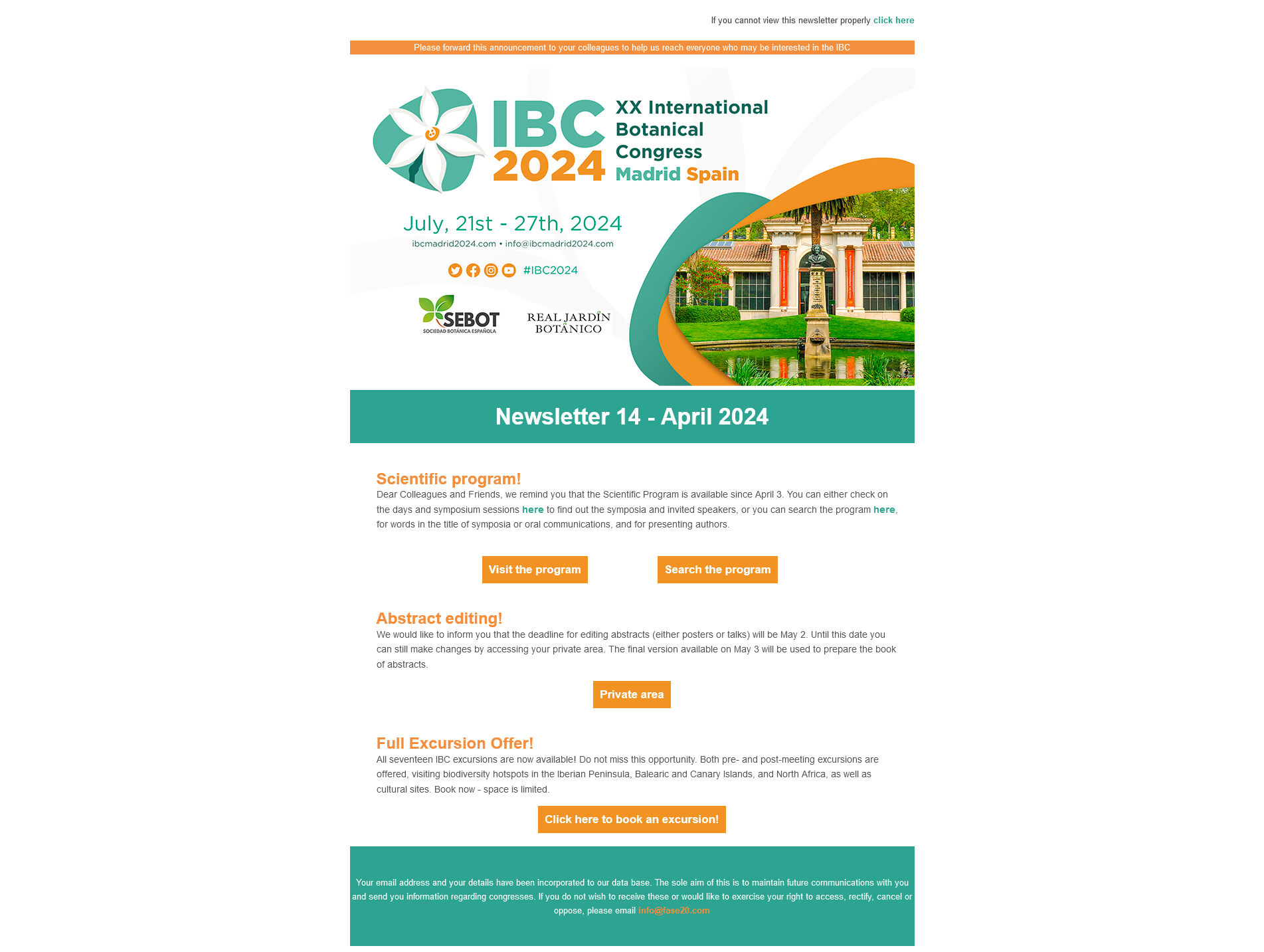XX INTERNATIONAL BOTANICAL CONGRESS MADRID 2024 - Newsletter 14