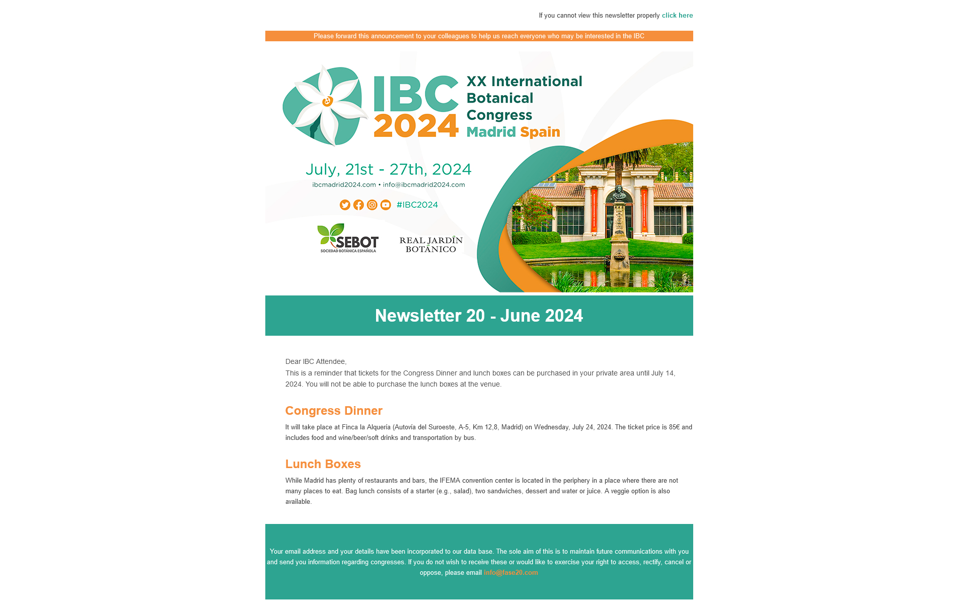 XX INTERNATIONAL BOTANICAL CONGRESS MADRID 2024 - Newsletter 20